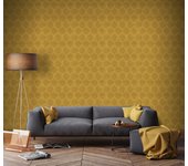 Papel pintado hexagonal 1000 x 53cm amarillo