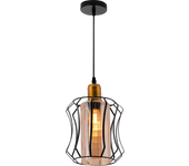 Lámpara colgante de techo de metal color negro y tulipa de cristal. e27 40w. ref. 2059-1