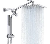 Cabezal de ducha de alta presión de 1/2, rociador de mano, con manguera, varilla rociadora y brazo de extensión, 4 modos de rociado (30,48 cm)