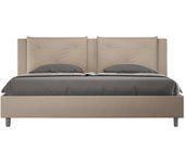 Cama doble king size con base acolchada 200x200 appia símil piel gris tórtola