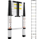 Vevor escalera extensible telescópica de aluminio de 12,5 pies, portátil, multifuncional