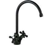 Grifo para fregadero de cocina de dos manillas en negro brillante gattoni 5692/re0n - negro
