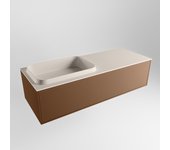 Mondiaz erin 120cm mueble de baño color rust con 1 cajón. con lavabo ridge izquierda 1 orificio color linen