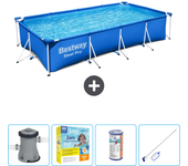 Paquete de piscina - bestway - rectángulo - 400x211x81 cm + accesorios cb20