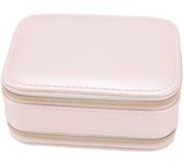 Joyero portátil rosa de doble capa diseño de gancho para collar mango conveniente caja de joyería de viaje adecuada para viajar