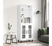 Aparador alto | aparador de comedor | armario de cocina madera contrachapada blanco 69,5x34x180 cm cfw42838
