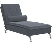 Tumbona | silla de jardín de masaje con cojín de terciopelo gris oscuro cfw56354