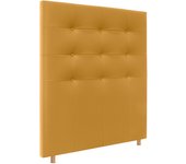 Dhome cabecero capitoné hasta el suelo cabezal 8cm tapizado polipiel para cama dormitorio (105cm, mostaza)