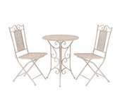 Mesa y sillas bistró de jardín 3 piezas | conjunto de comedor | conjunto de descanso acero blanco cfw585257