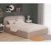 Canapé abatible 160 x 200 cm - tela de rizo - beige + colchón - fireza