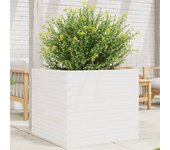 Jardinera blanca 80x80x68,5 cm madera maciza de pino
