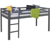 Cama alta infantil 90x200cm con escalera de madera gris lit06171
