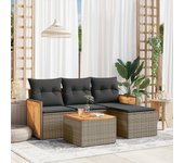 Juego de sofás jardín con cojines 5 piezas | conjunto de jardín de ocio | set de comedor de jardín ratán sintético gris cfw568156