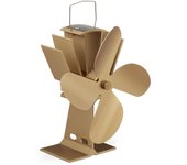 Relaxdays ventilador estufa sin corriente, silencioso, chimenea y horno, impulsado por calor, 4 aspas, color bronce