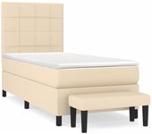 Somier de láminas con colchón crema 90x200 cm tejido