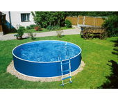 Piscina redonda azuro 3,6 x 0,9 m, azul o blanco. liner, filtro, skimmer, escalera y agujeros en el eje