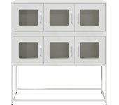 Aparador | aparador de comedor | armario de cocina de acero laminado en frío blanco 100,5x39x107 cm cfw51792