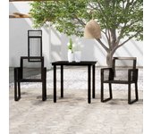 Juego de comedor para jardín 3 piezas，conjunto de comedor de exterior，conjunto de jardín negro cfw340343