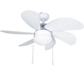 Ventilador 6 aspas de techo con luz ø82cm color blanco motor dc
