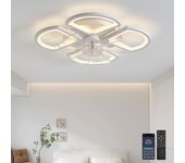Ventiladores de techo con luces, luz de ventilador de techo regulable de 50 cm con control remoto y aplicación, 6 velocidades de viento