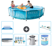 Paquete de piscina - intex - alrededor - 305x305x76 cm + accesorios a1328