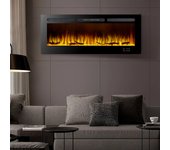 Chimenea eléctrica de pared empotrable 2000w kekai arkansas 152,4x14x48 cm efecto llama 3d salida aire frontal 5 niveles y mando