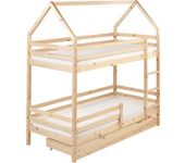 Beliani litera con cajones casa madera de pino girgols 90 x 200 cm con almacenaje marrón claro
