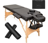 Tectake camilla para masajes de 2 zonas freddi, acolchado de 5 cm, estructura de madera y cojines rollo