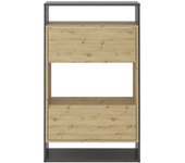 Mueble para zapatos de 2 cajones decorado en roble y gris oscuro verona 2 - l68,5 cm
