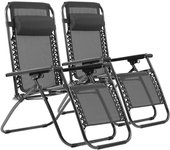 Set de 2 sillas gravedad cero reclinables tumbonas sillas reclinable ajustable butacas plegable con almohada negro