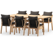 Set comedor jardin 6 plazas mesa madera 200x100 - lamas & zanzibar
