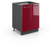 Vicco mueble bajo de cocina fame-line, rojo burdeos alto brillo, 60 cm sin encimera