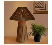 Lámpara de mesa con tulipa y base de mimbre, casquillo e27, estilo natural nórdico, luz decorativa sobremesa de noche