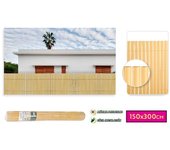 Hersig - cañizo pvc doble cara color bambú | valla ocultación patio, jardin,balcón (150x300cm)
