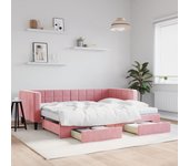 Vidaxl sofá cama nido con cajones terciopelo rosa 90x200 cm