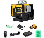 Nivel láser verde autonivelante de 12 líneas con soporte y 2 baterías recargables