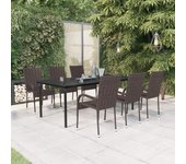 Juego de comedor para jardín 7 piezas，conjunto de comedor de exterior，conjunto de jardín marrón y negro cfw691731