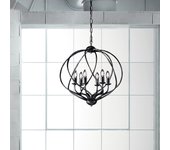 Lampadario a gabbia 6 luci ferro nero e argento serie katerina