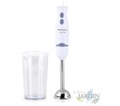 Batidora de mano 2 velocidades, vaso mezclador 600ml, 400w, brazo y cuchilla acero inox