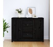 Aparador | aparador de comedor | armario de cocina de madera maciza de pino negro 100x35x74 cm cfw55888