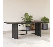 Mesa de jardín con tapa de cristal negro 190x80x74cm resina trenzada