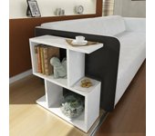Mesa de café barni, mesa de centro baja, revistero para sofá, estante de la sala de estar, 50x18h55 cm, blanco