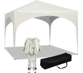 3x3m carpa de fiesta gazebo de jardín pabellón pop-up con techo semicircular para mercado al aire libre toldo plegable impermeable-beige