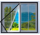 Mosquitera autoadhesiva para ventana, ventana con mosquitera antiinsectos con cremallera, mosquitera de malla fina para ventana, 100 x 150 cm, negro