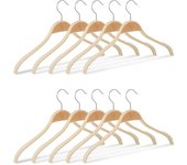 Relaxdays pack de 10 perchas antideslizantes con giro de 360º, beige, madera, 40 cm
