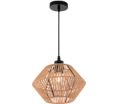 Lámpara colgante de techo de metal color negro y tulipa de cuerda color beige. e27 25w. ref. 2000-1