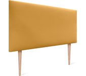 Dhome cabecero de polipiel liso y con patas cabeceros cabezal tapizado cama (polipiel mostaza, 110cm (camas 80/90/105))