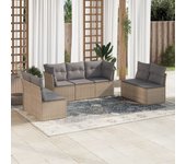 Conjunto de muebles de jardín de ratán beige de 7 piezas con cojines vidaxl