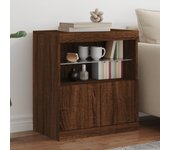 Aparador | aparador de comedor | armario de cocina con luces led roble marrón 60x37x67 cm cfw85757