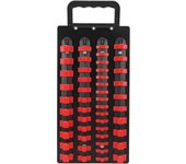 Bandeja organizadora de enchufes de 48 piezas, 1/2 pulgada x 14 clips, 3/8 pulgada x 18 clips, 1/4 pulgada x 16 clips, soporte de riel de enchufes por
